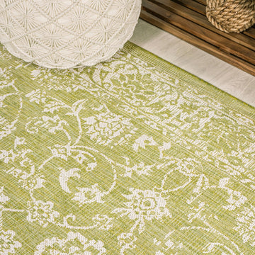 Tela Bohemian Textured Weave Floral Indoor/outdoor Runner Rug